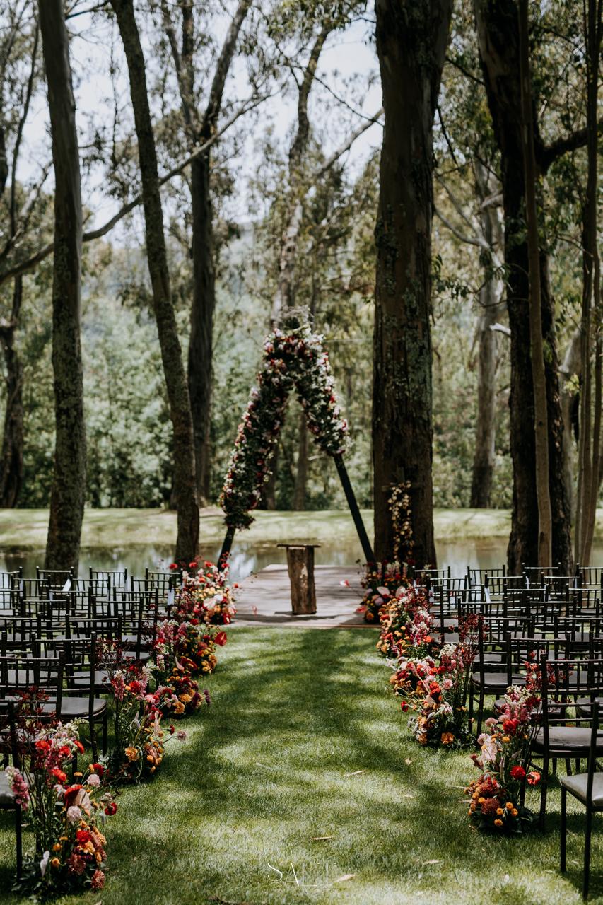 Outdoor wedding ceremony aisle